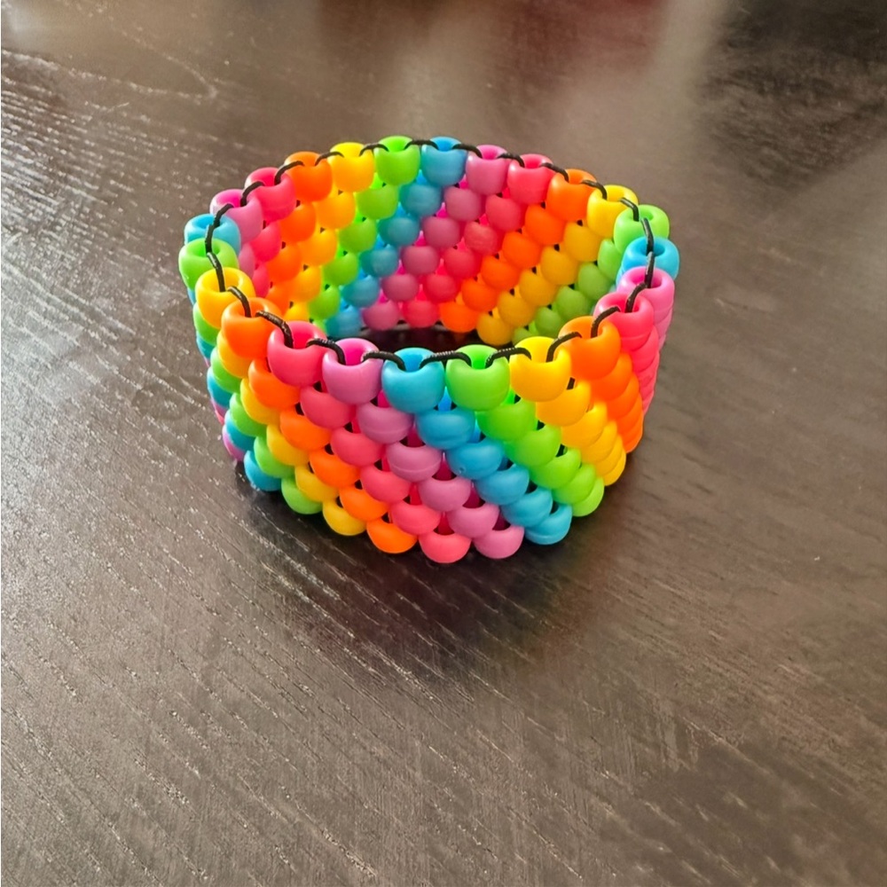 Handmade made rainbow Kandi cuff